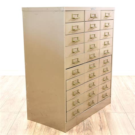 vintage metal card file cabinet